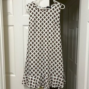 LE GALI White Tie Belt Closure Lined Sleeveless Fit + Flare Dress S